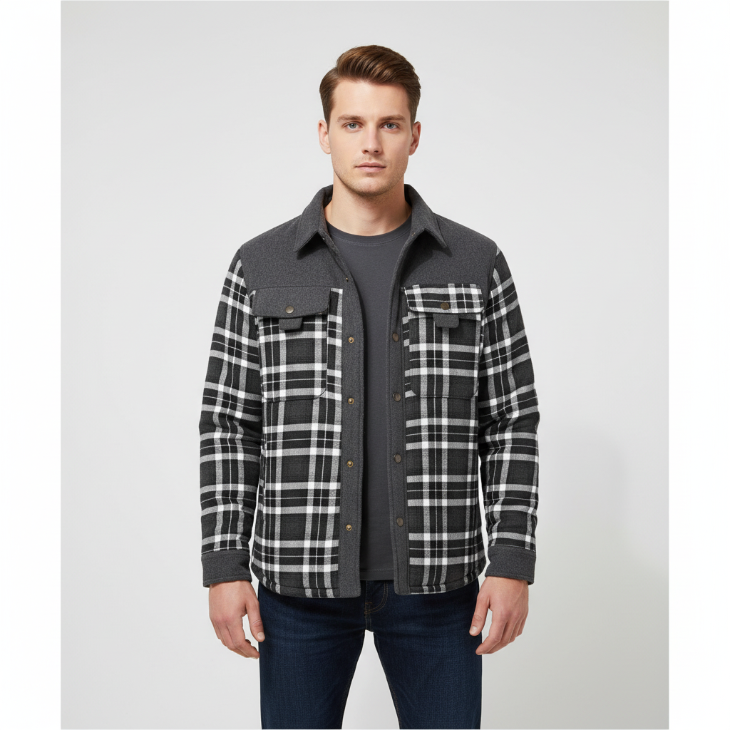 Men's Fleece Lined Flannel Jacket Warm Casual Layer