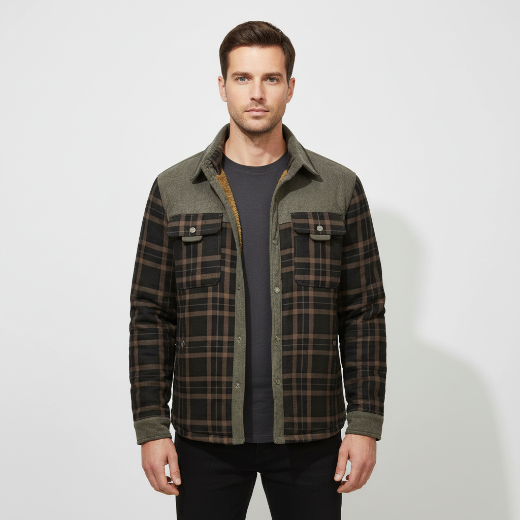 Men's Fleece Lined Flannel Jacket Warm Casual Layer
