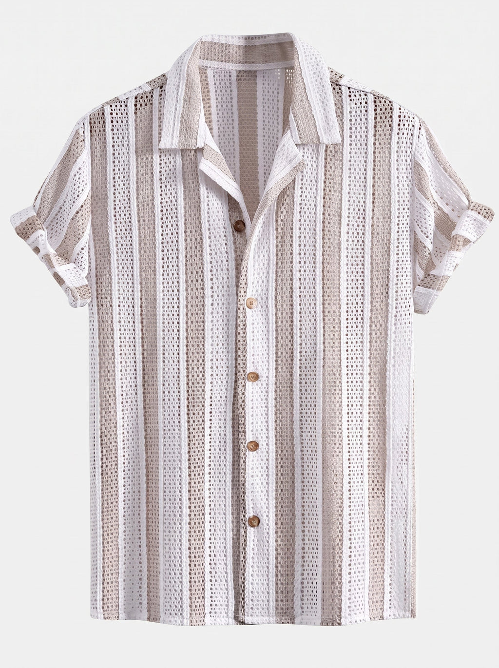 Men's Mesh Cuban Shirt Co Ord Linen Blend Straight
