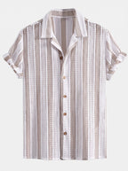 Men's Mesh Cuban Shirt Co Ord Linen Blend Straight