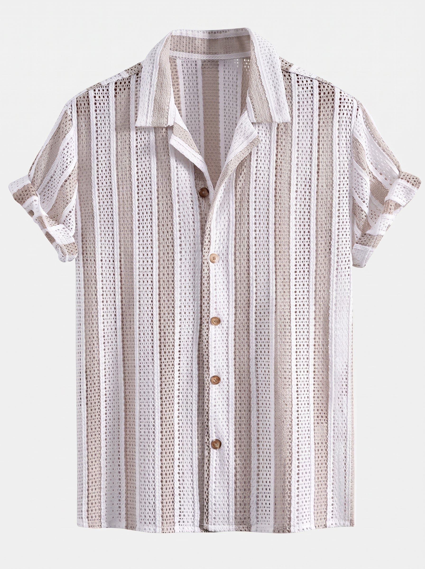 Men's Mesh Cuban Shirt Co Ord Linen Blend Straight