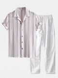 Men's Mesh Cuban Shirt Co Ord Linen Blend Straight