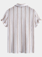 Men's Mesh Cuban Shirt Co Ord Linen Blend Straight