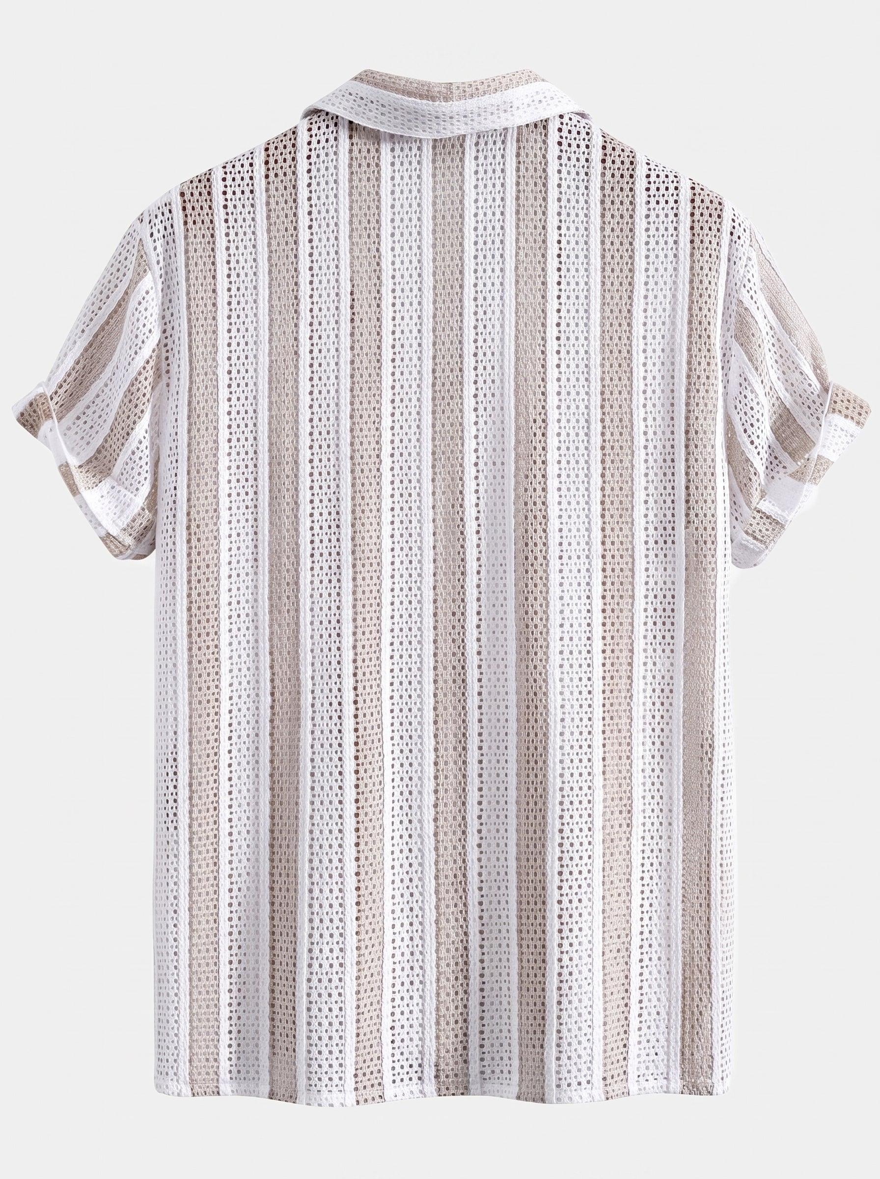 Men's Mesh Cuban Shirt Co Ord Linen Blend Straight
