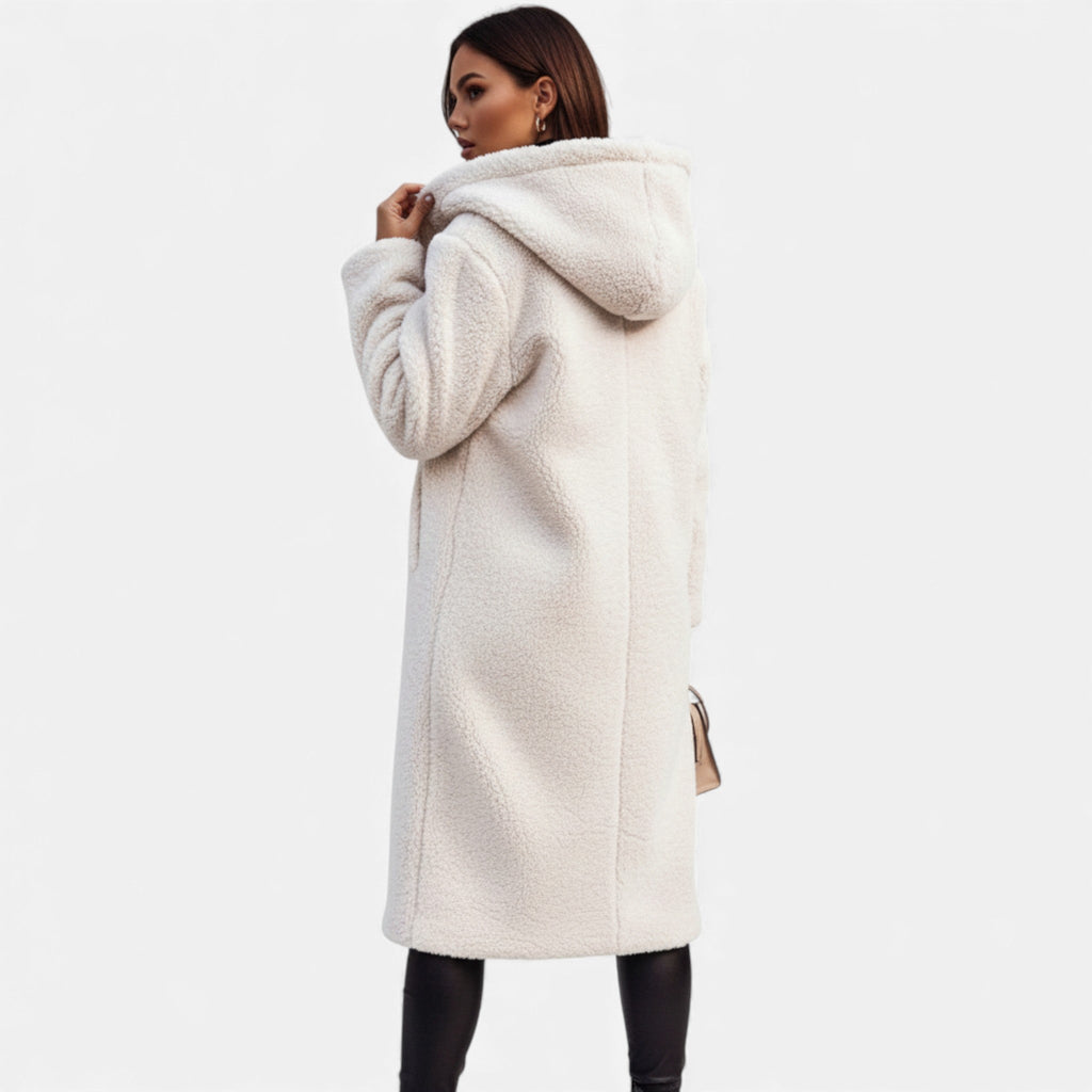 Women's Plush Faux‑Fleece Long Coat