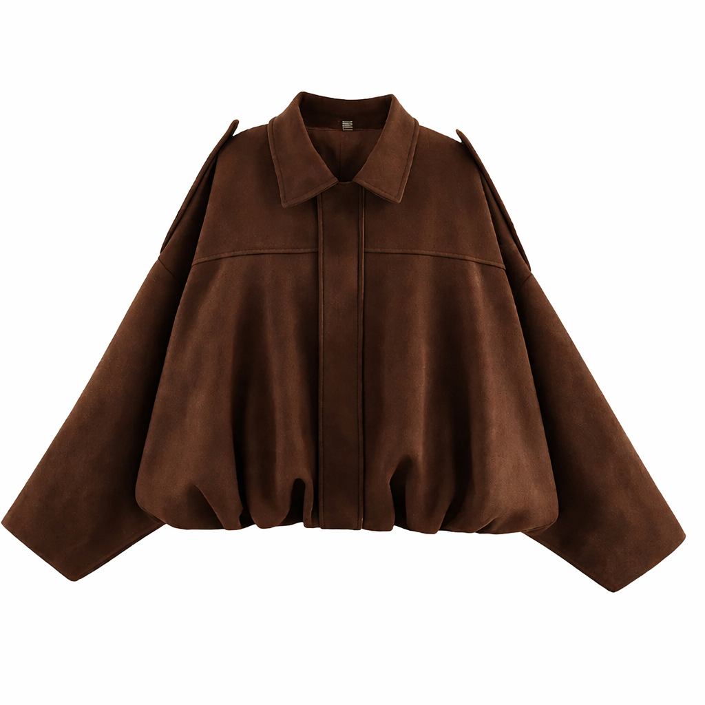 Women's Oversized Bomber Jacket – Relaxed Shirt-Collar Layer
