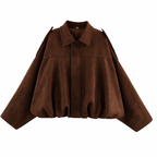 Women's Oversized Bomber Jacket – Relaxed Shirt-Collar Layer