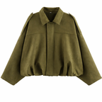 Women's Oversized Bomber Jacket – Relaxed Shirt-Collar Layer