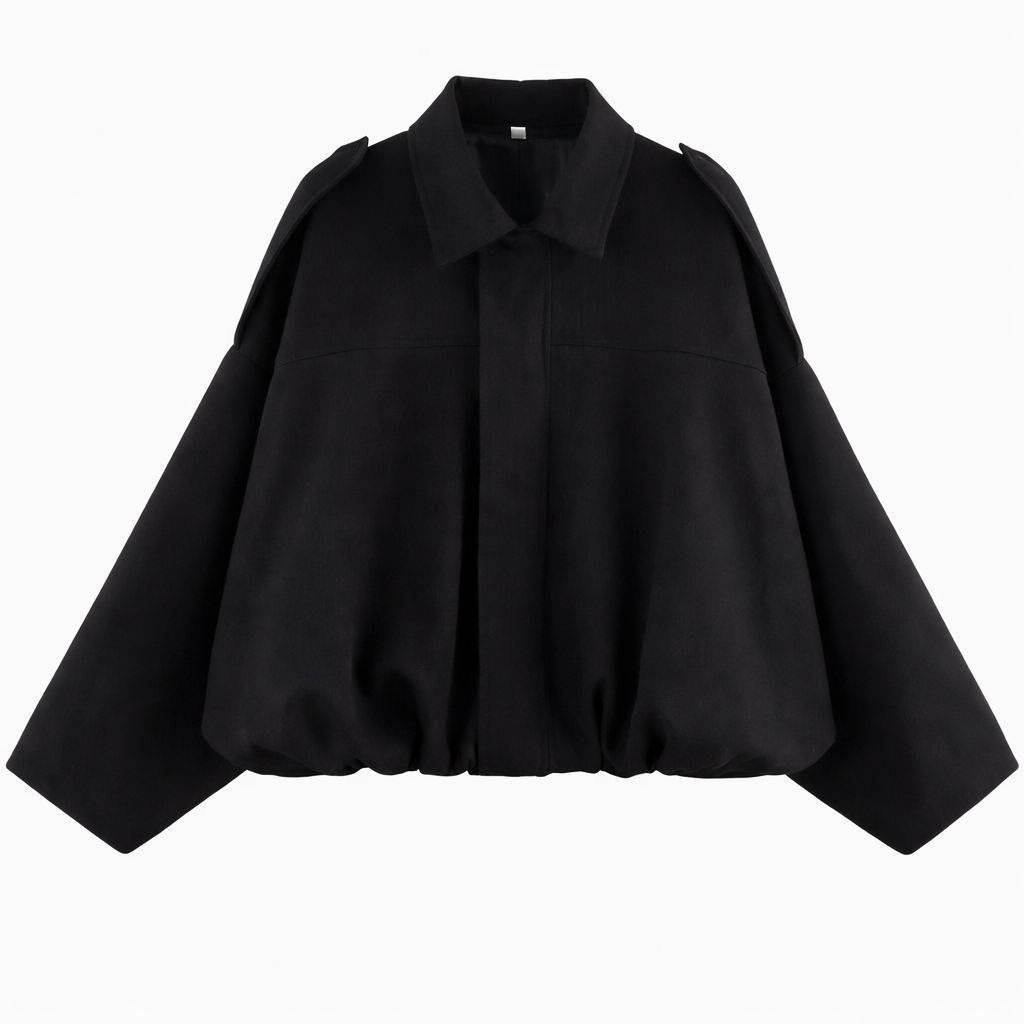 Women's Oversized Bomber Jacket – Relaxed Shirt-Collar Layer