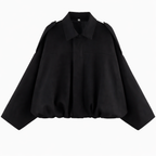 Women's Oversized Bomber Jacket – Relaxed Shirt-Collar Layer