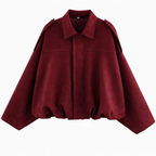Women's Oversized Bomber Jacket – Relaxed Shirt-Collar Layer