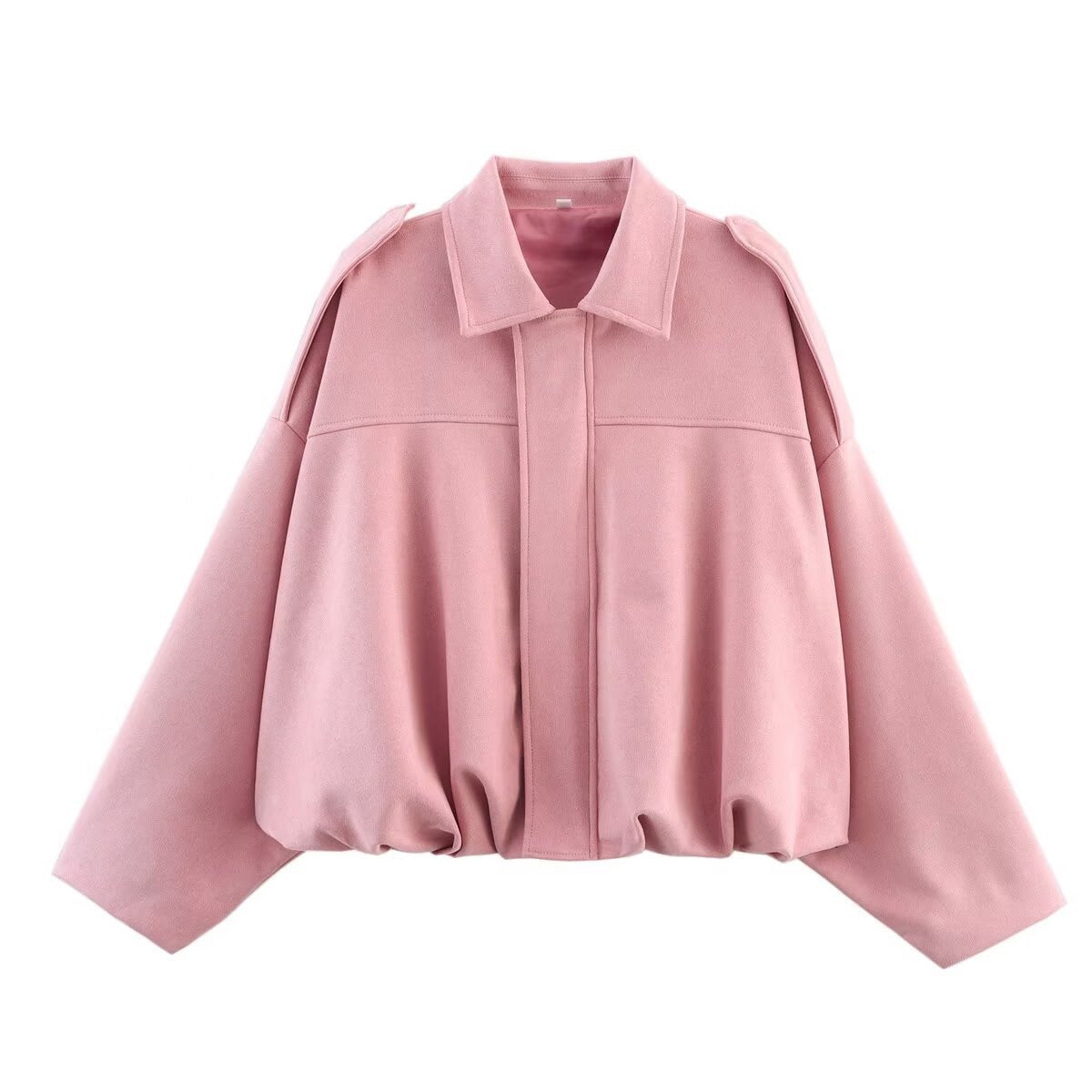 Women's Oversized Bomber Jacket – Relaxed Shirt-Collar Layer