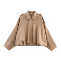 Women's Oversized Bomber Jacket – Relaxed Shirt-Collar Layer