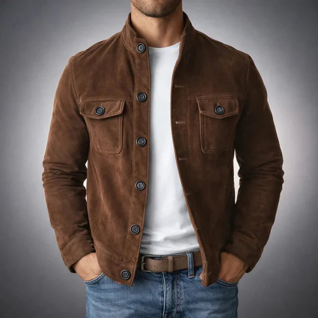Men's Button Front Field Jacket Tailored Spring Autumn Layer