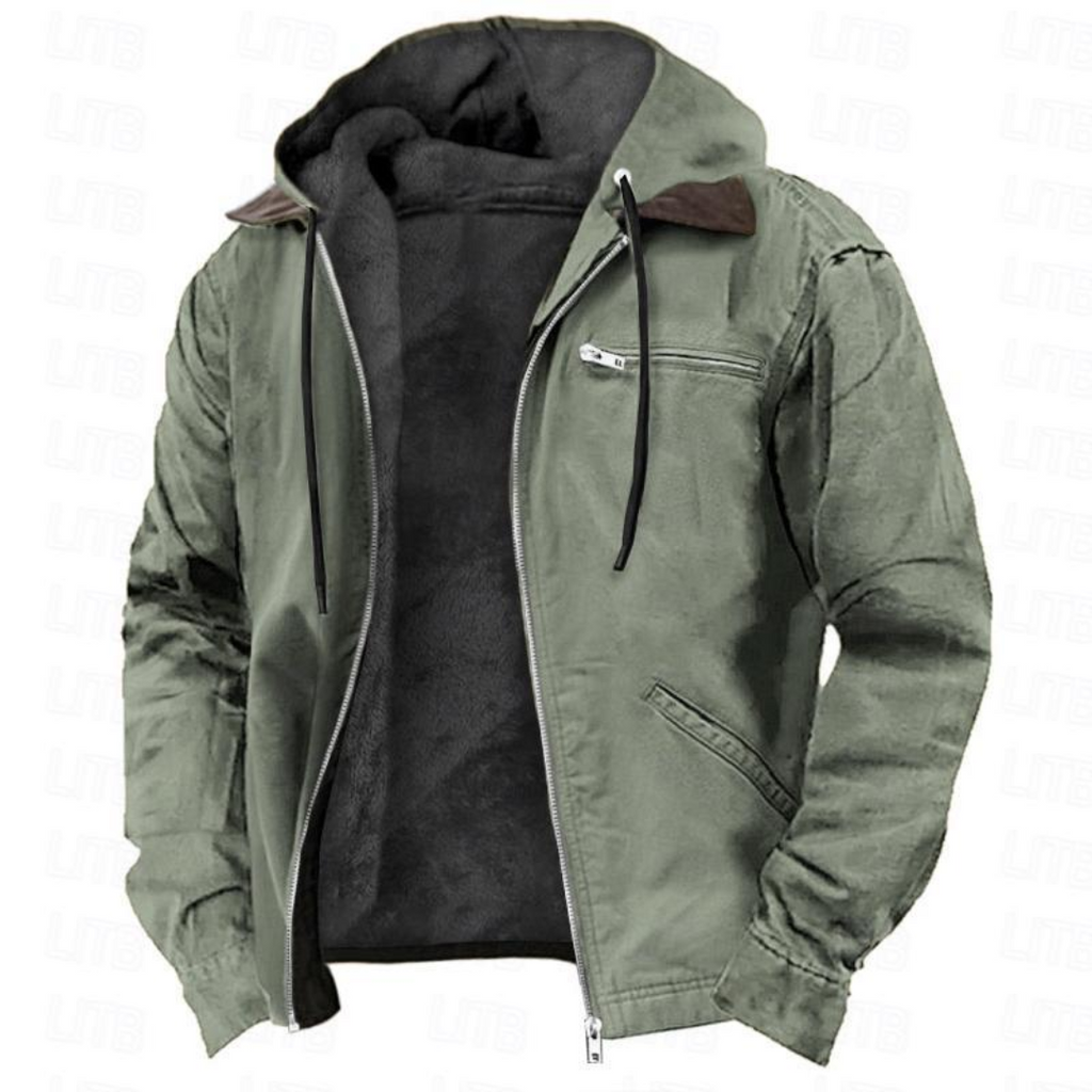 Men's Removable Hood Winter Jacket Warm Full Zip Layer