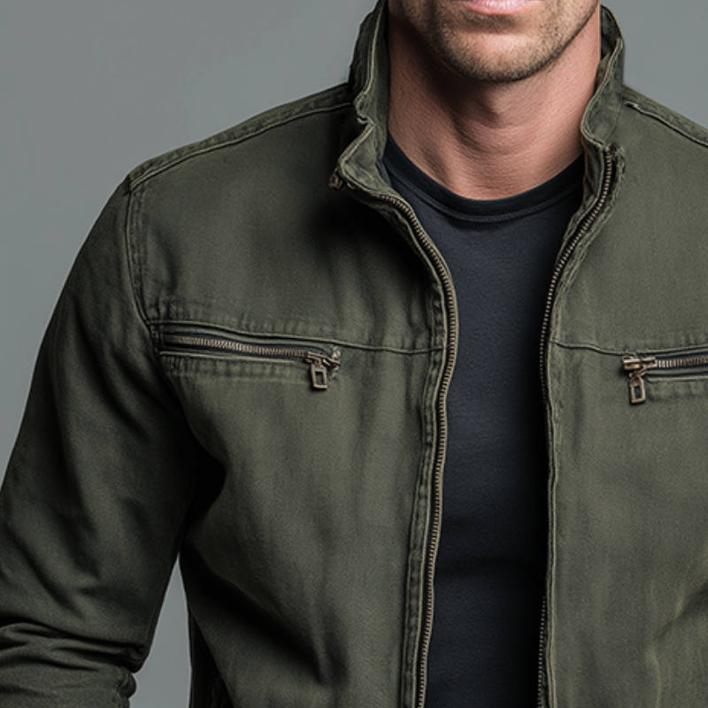 Men's Vintage Zip Jacket Stand Collar Autumn Winter Layer