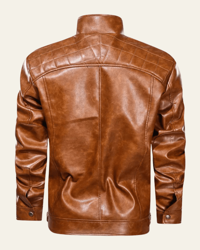 Men's Stand Collar Biker Jacket Zip Up Autumn Winter