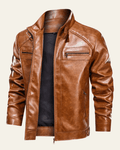 Men's Stand Collar Biker Jacket Zip Up Autumn Winter