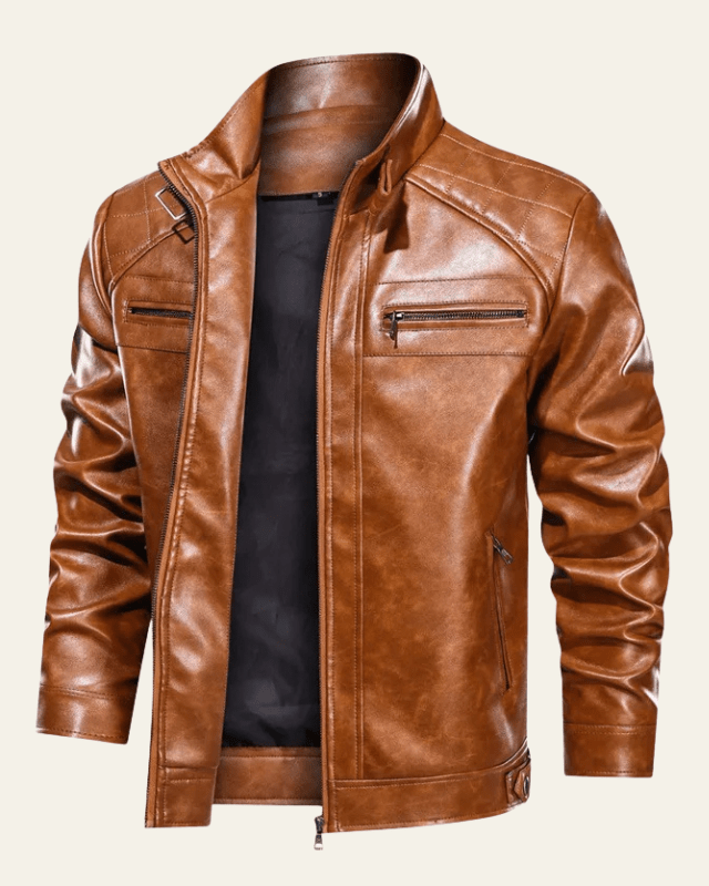 Men's Stand Collar Biker Jacket Zip Up Autumn Winter