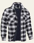 Men's Checked Shirt Jacket Warm Snap Front Layer