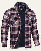 Men's Checked Shirt Jacket Warm Snap Front Layer