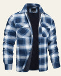 Men's Checked Shirt Jacket Warm Snap Front Layer