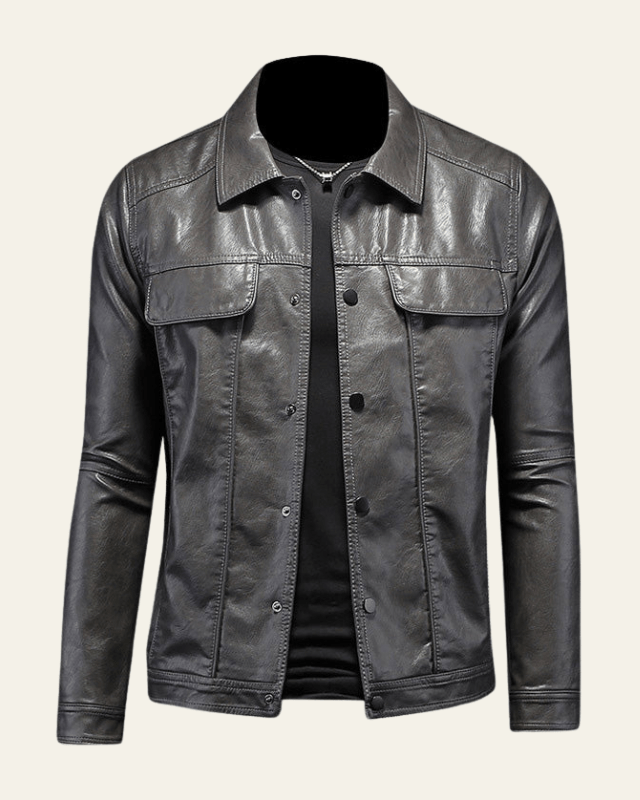 Men's Snap Front Biker Jacket Regular Fit Spring Autumn