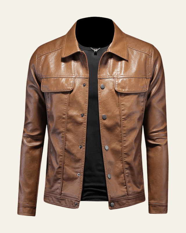Men's Snap Front Biker Jacket Regular Fit Spring Autumn