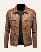 Men's Snap Front Biker Jacket Regular Fit Spring Autumn