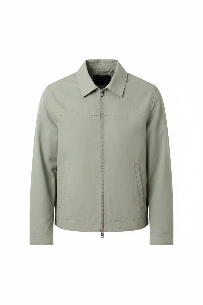 Men's Zip Front Harrington Jacket Lightweight Smart Casual Layer