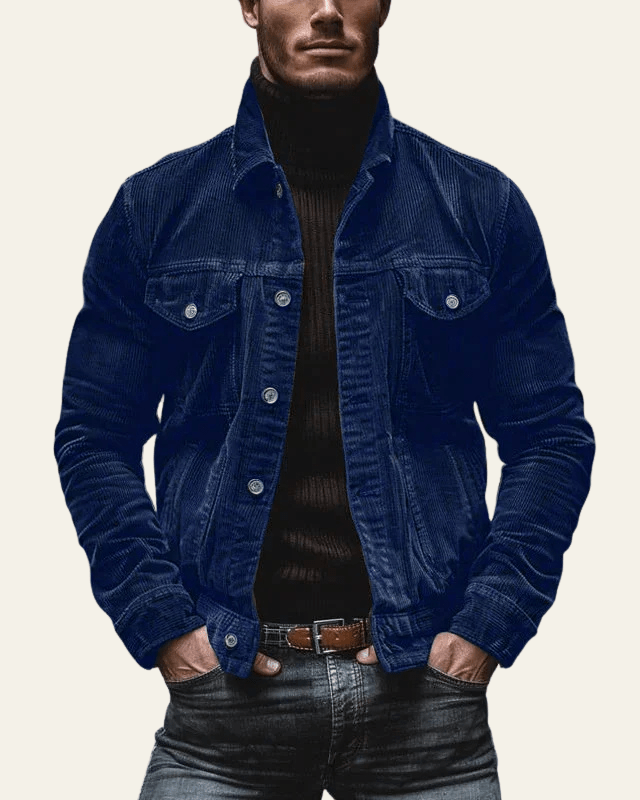 Men's Button Front Trucker Jacket Regular Fit Cord Layer