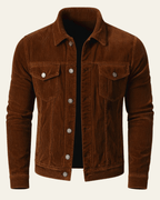 Men's Button Front Trucker Jacket Regular Fit Cord Layer