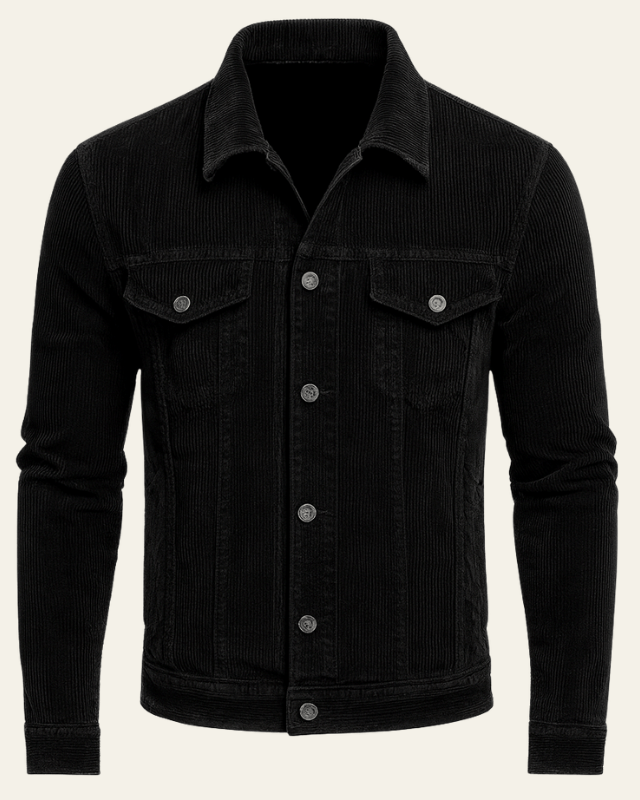Men's Button Front Trucker Jacket Regular Fit Cord Layer