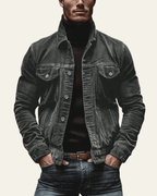 Men's Button Front Trucker Jacket Regular Fit Cord Layer