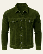 Men's Button Front Trucker Jacket Regular Fit Cord Layer
