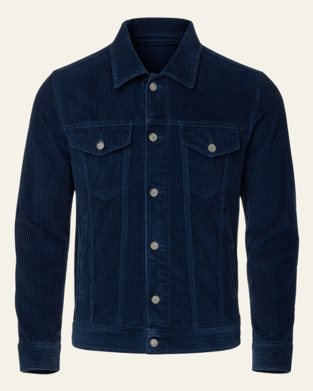 Men's Button Front Trucker Jacket Regular Fit Cord Layer