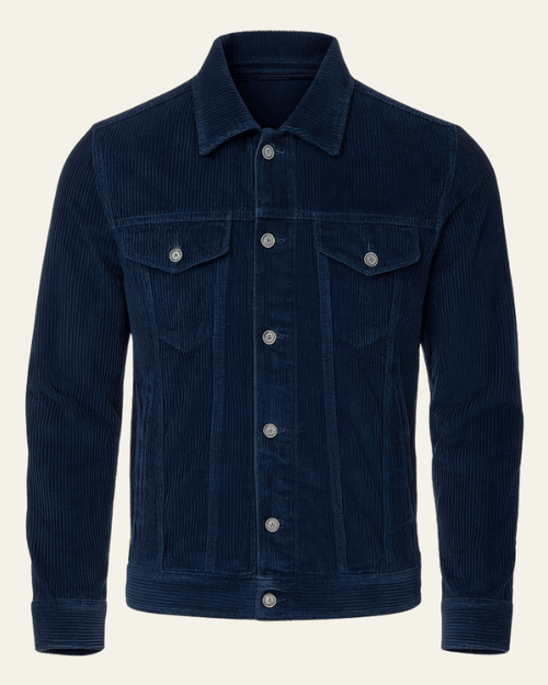 Men's Button Front Trucker Jacket Regular Fit Cord Layer