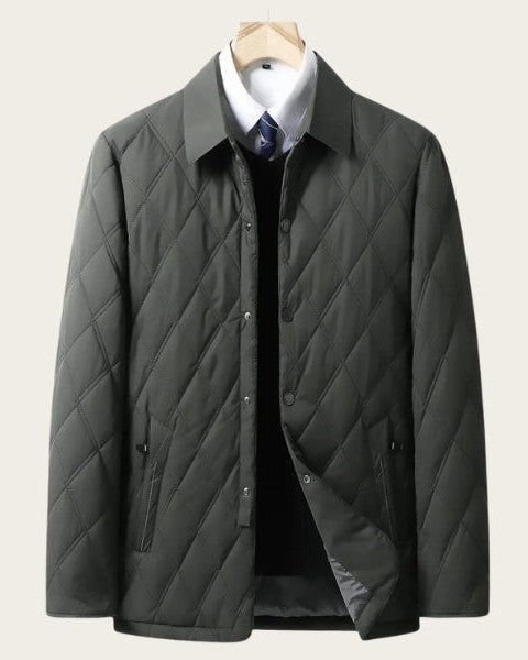 Men's Quilted Field Jacket Button Up Autumn Winter Layer