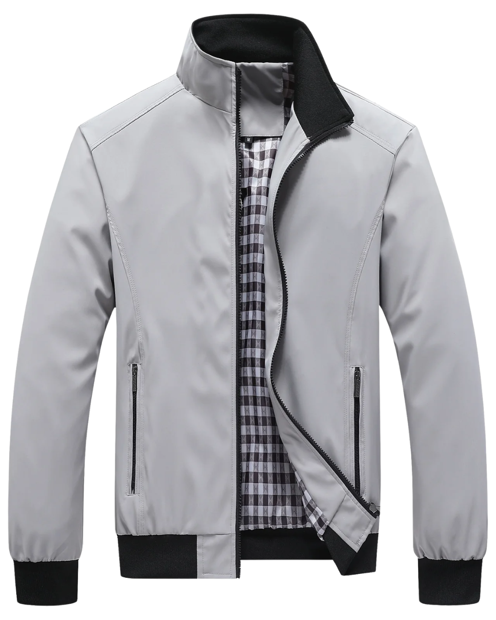Men's Stand Collar Bomber Jacket Lightweight Spring Autumn Layer