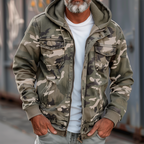 Men's Hooded Cargo Utility Jacket Relaxed Autumn Winter Layer