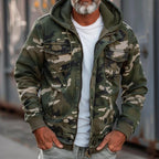 Men's Hooded Cargo Utility Jacket Relaxed Autumn Winter Layer
