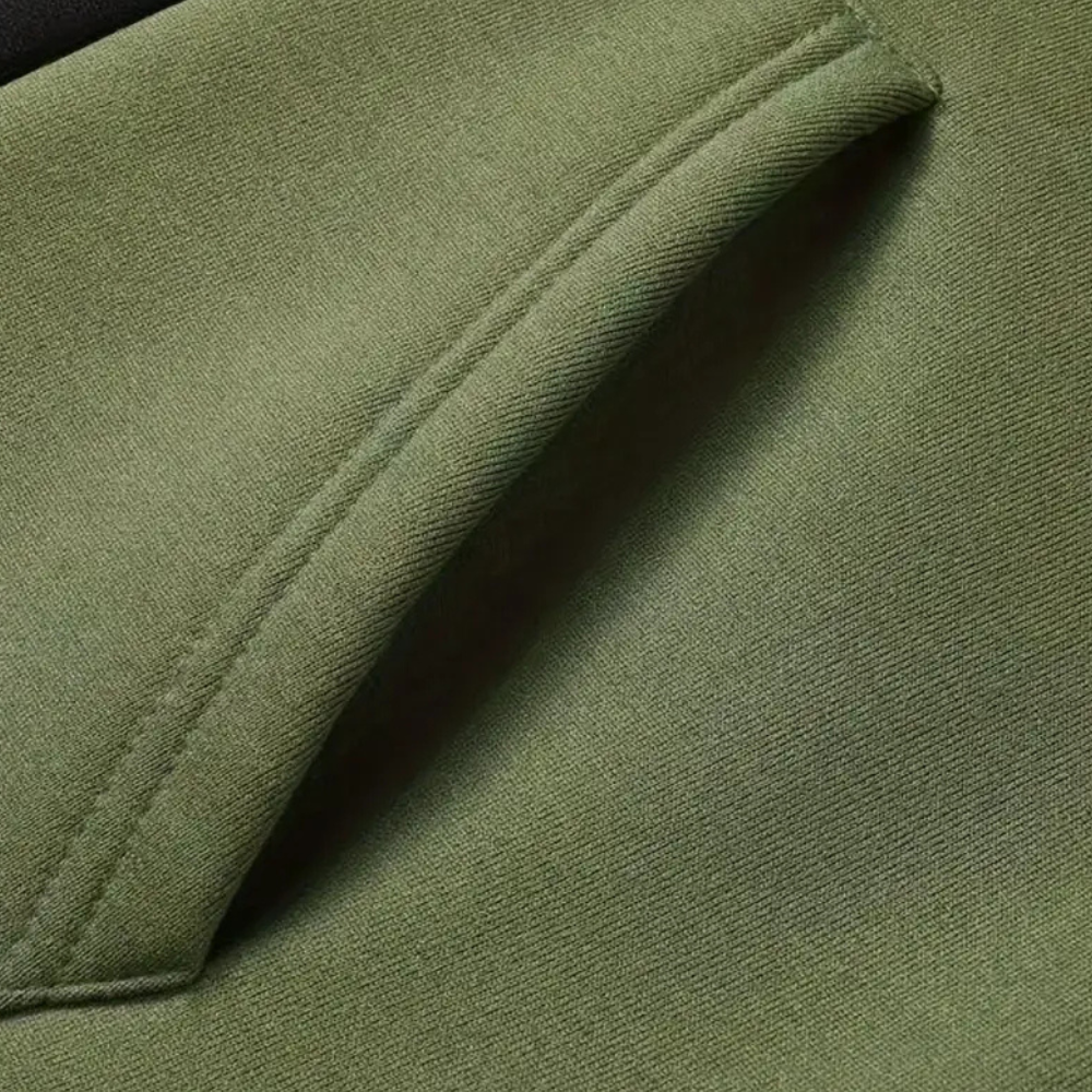 Men's Hoodie Contrast Panel Pullover Drawstring Hood Casual Streetwear