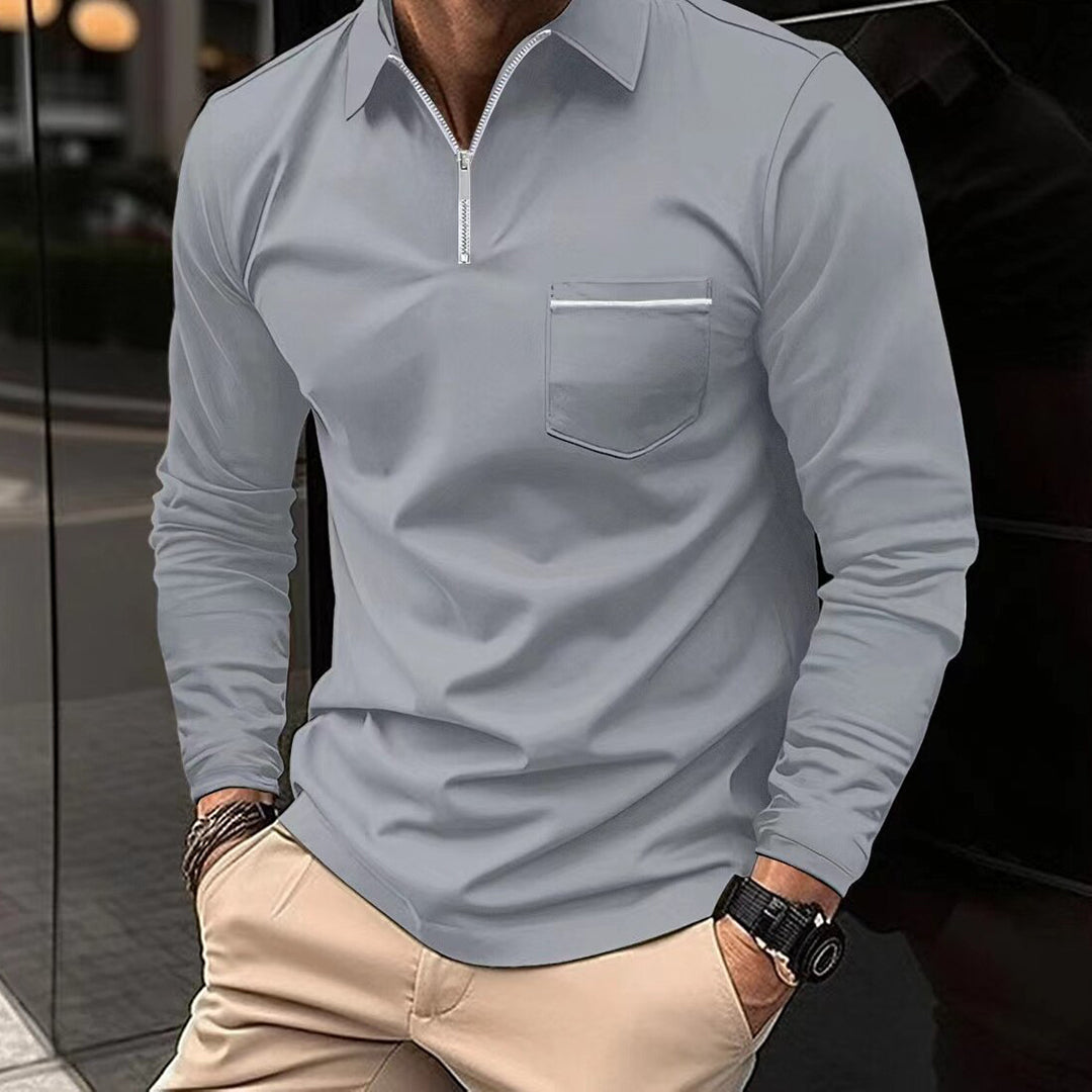 Men's Long Sleeve Polo Shirt Warm Comfortable Breathable Stylish
