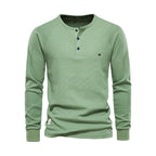 Men's Henley Shirt Long Sleeve Button Neck Casual Top