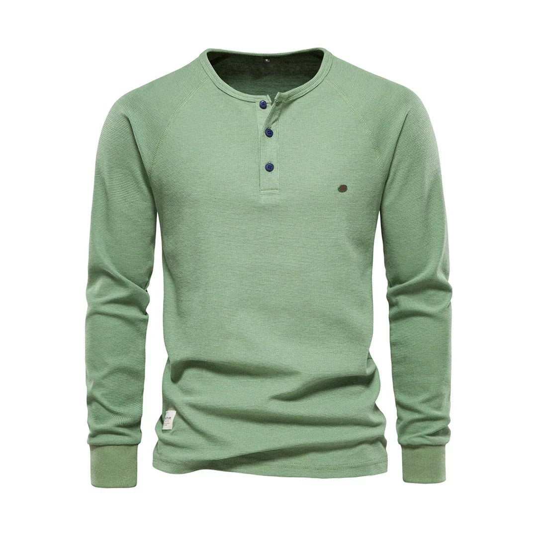 Men's Henley Shirt Long Sleeve Button Neck Casual Top