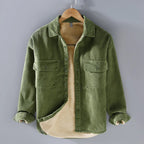 Men's Warm Corduroy Overshirt Jacket Button Up Layer