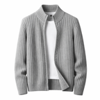 Men's Ribbed Zip Cardigan Stand Collar Knit Jacket