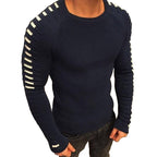Men's Slim Knit Sweater with Printed Raglan Sleeves