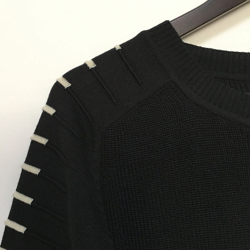 Men's Slim Knit Sweater with Printed Raglan Sleeves