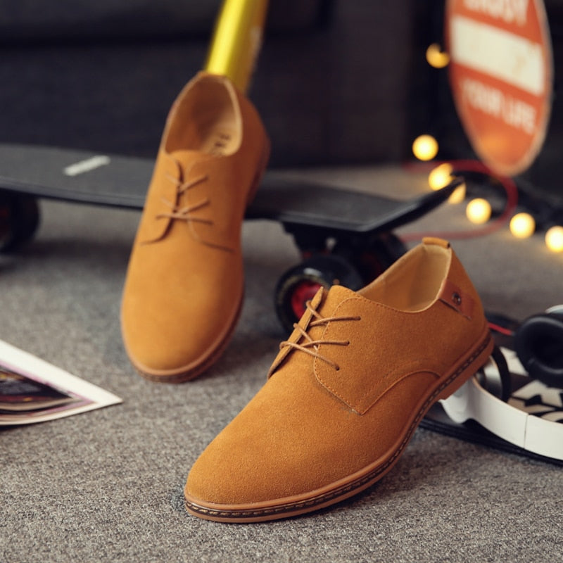 Men's Suede Look Derby Shoes Smart Casual Lace Ups